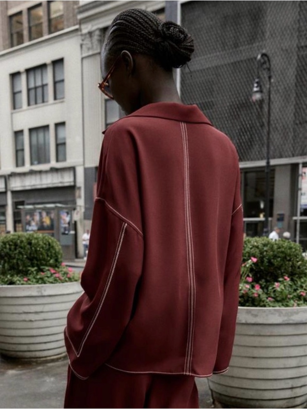 Zara Red Oversized Button-Front Top - Picture 11 of 12